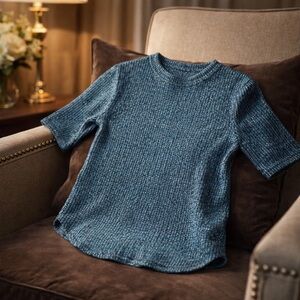 Banana Republic Dark Grey Ribbed Scoop Neck Lightweight Sweater size Medium